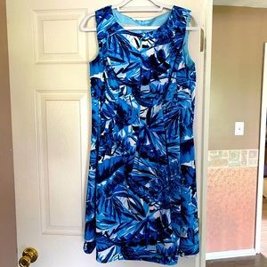 Dress Barn Fit & Flair Multi-Blue Sleeveless Dress.